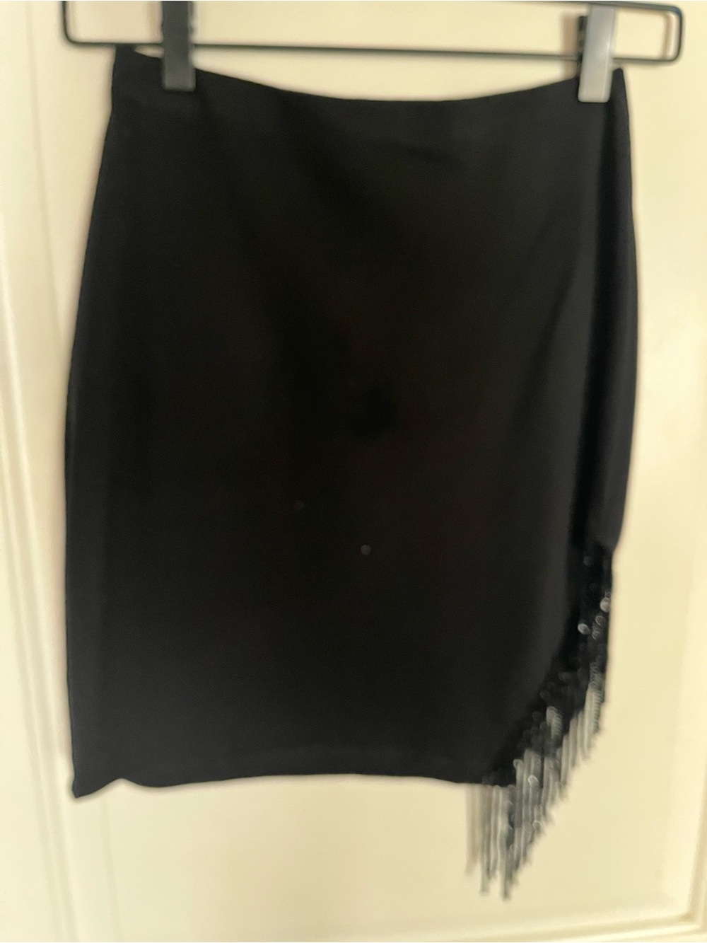 Windsor Black Mini Skirt with Fringe Detail